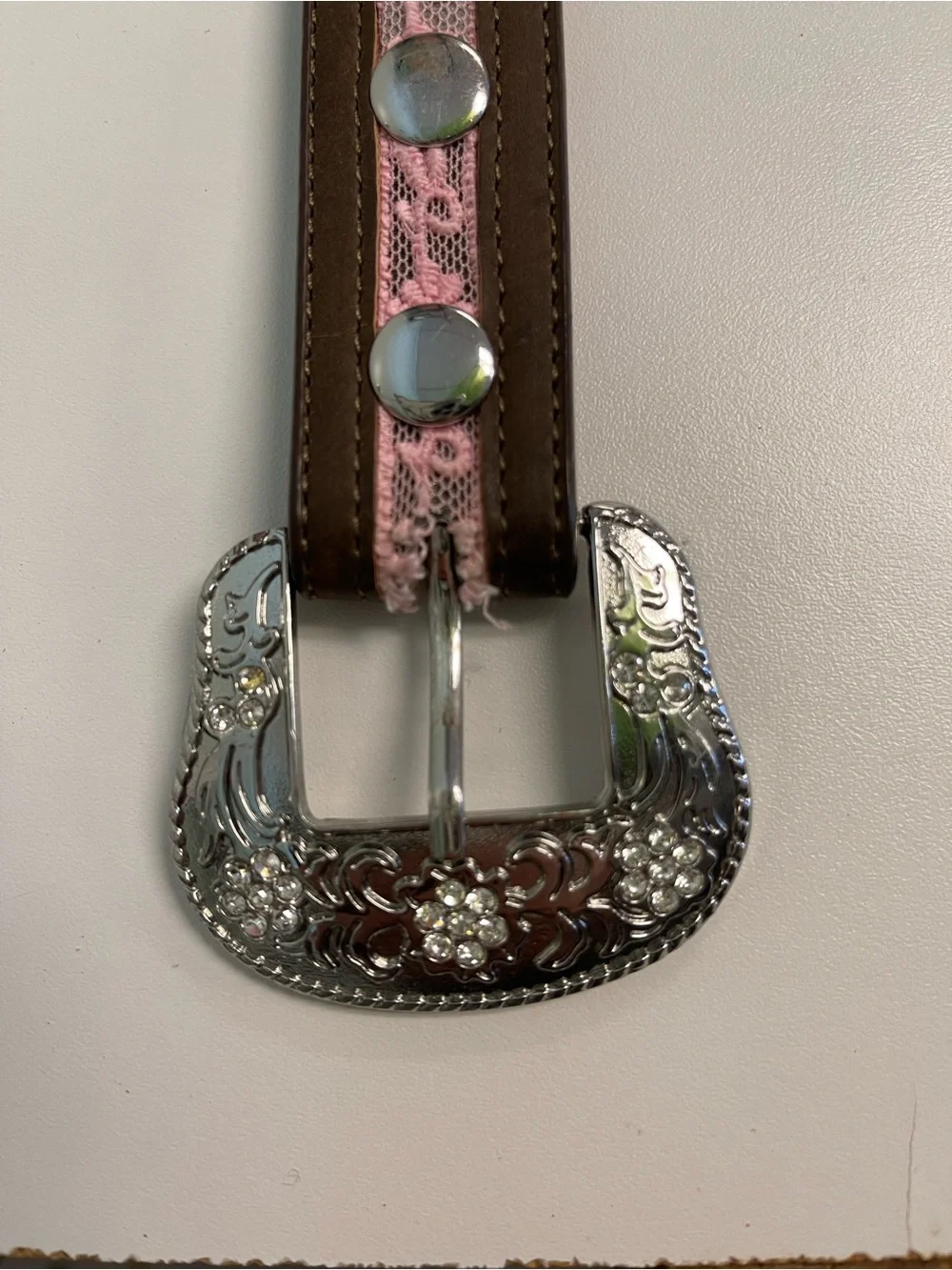 Ariat Kids Pink Studded Western-Style Belt with Decorative Silver Buckle